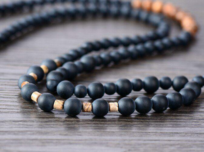 Collier Audacieux Équilibre en Onyx Noir Mat