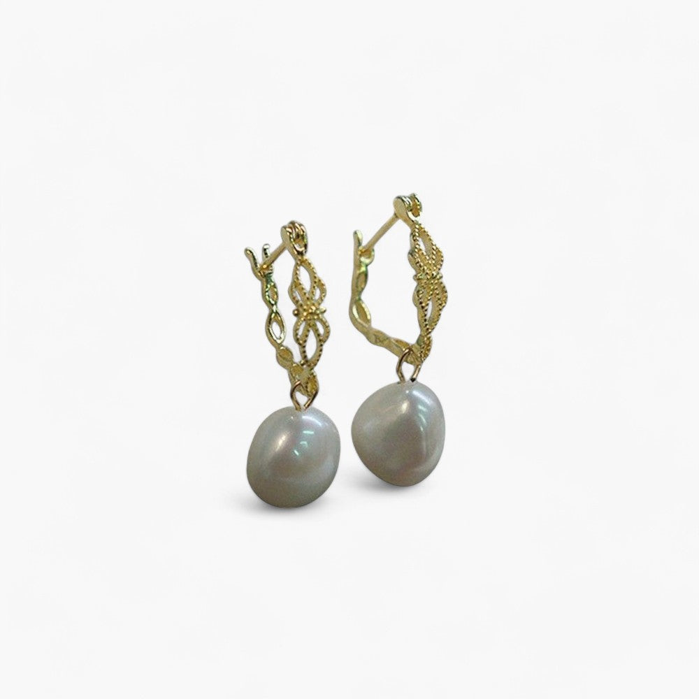 Boucles d'Oreilles en Perles Naturelles Vintage