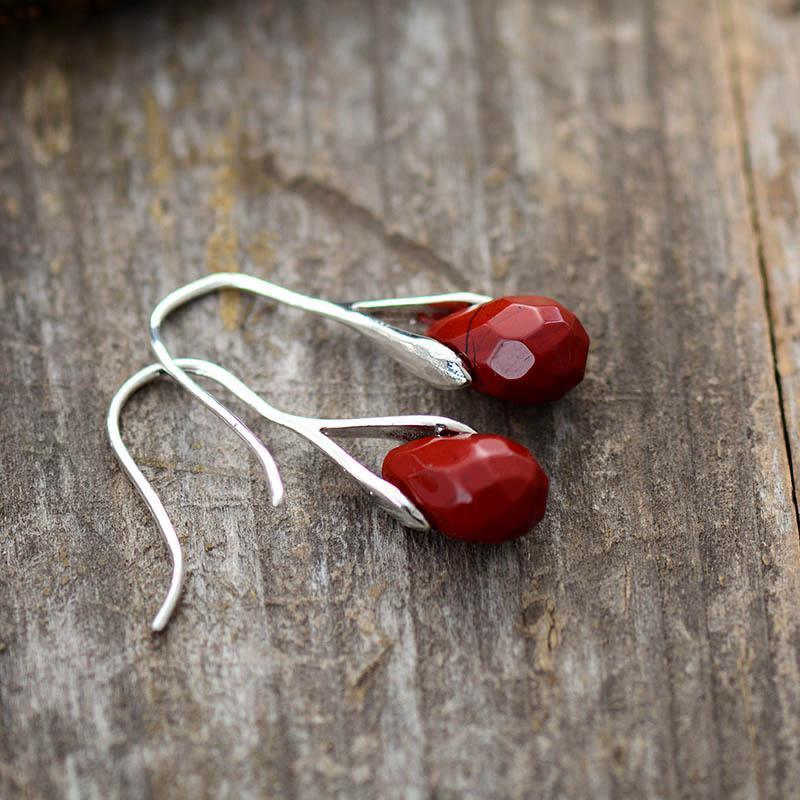 Boucles d'Oreilles Goutte en Pierres Précieuses