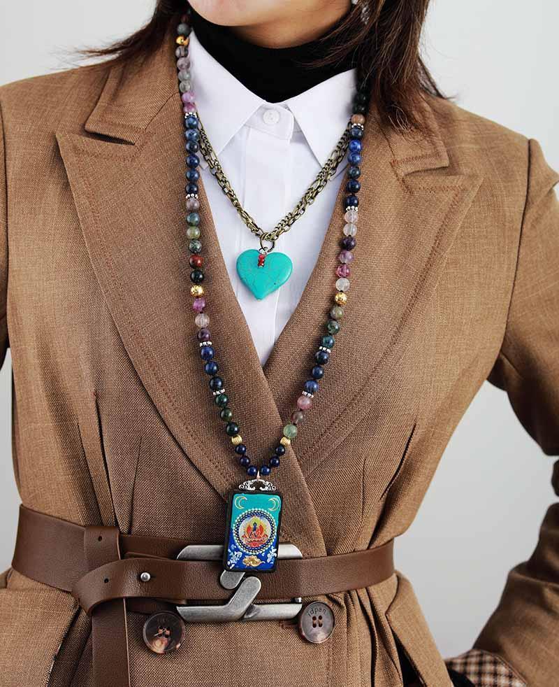 Collier Coeur Océanique en Pierres de Turquoise