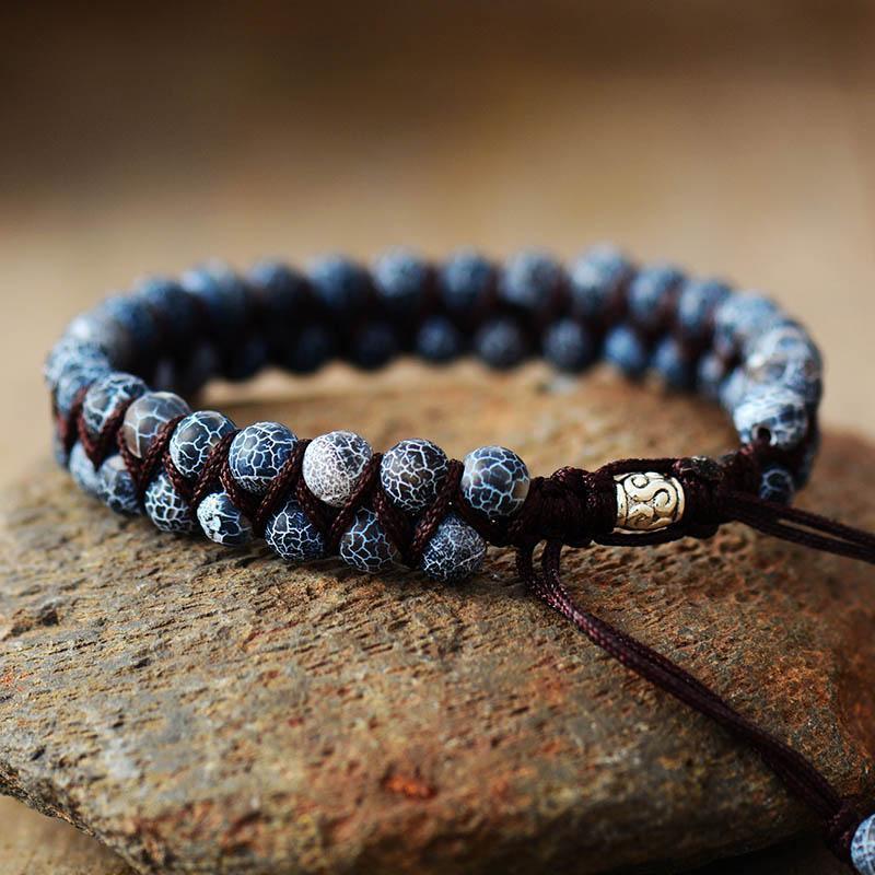 Bracelet Duo en Agate Noire Mate