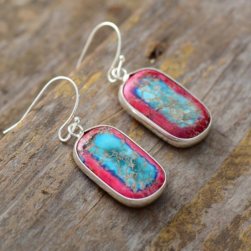 Boucles d'Oreilles en Jaspe Impérial Géométriques