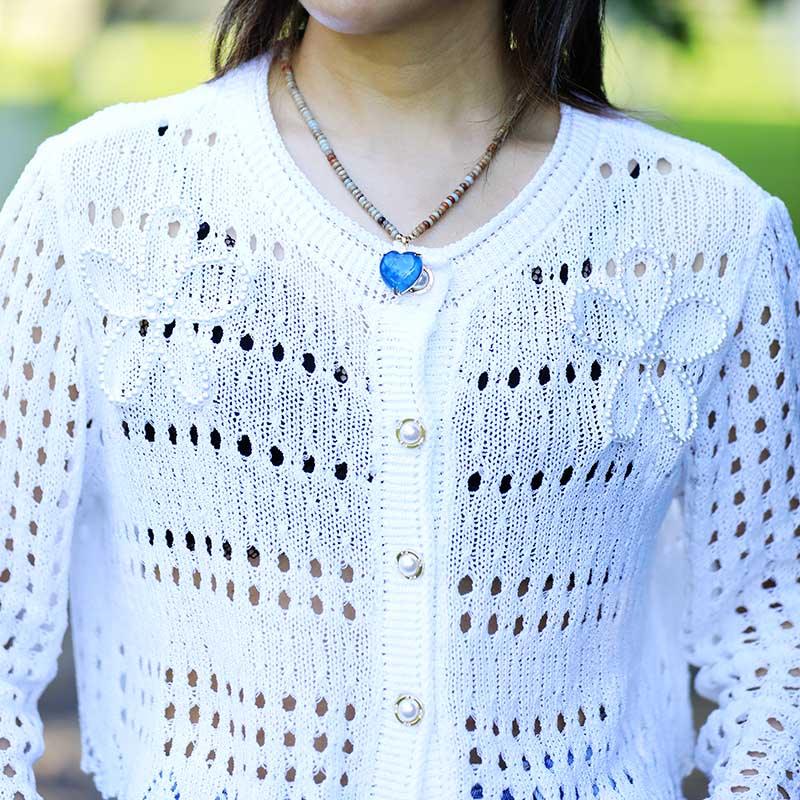 Pendentif Nuits d'Orage en Perles d'Apatite, de Labradorite et de Jaspe