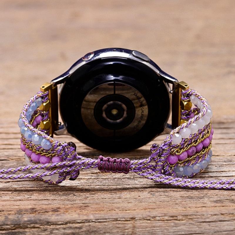 Bracelet de Montre Samsung Mystères Violets en Pierre Précieuse