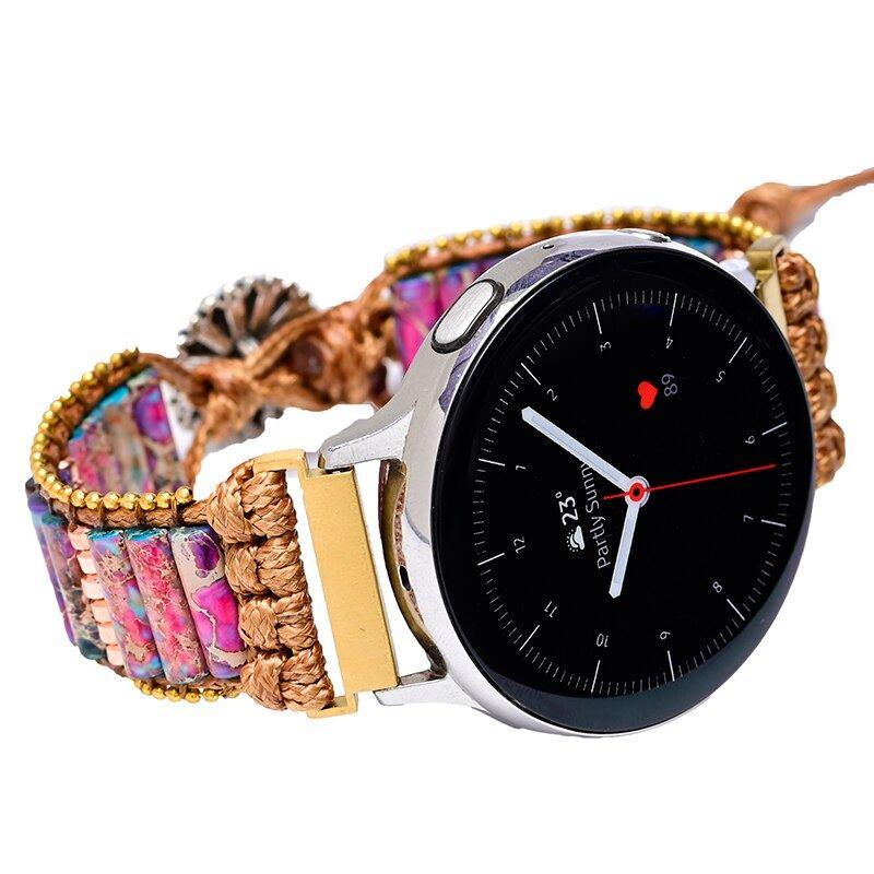 Bracelet de Montre Samsung Déesse du Coucher de Soleil en Pierre Empereur et Jaspe