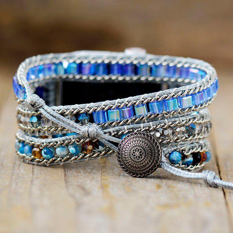 Bracelet d'Appel Watch Paradis Préservé en Onyx Bleu et Jaspe