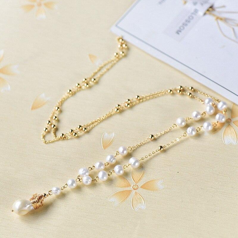 Long Collier Baroque en Perles d'Eau Douce