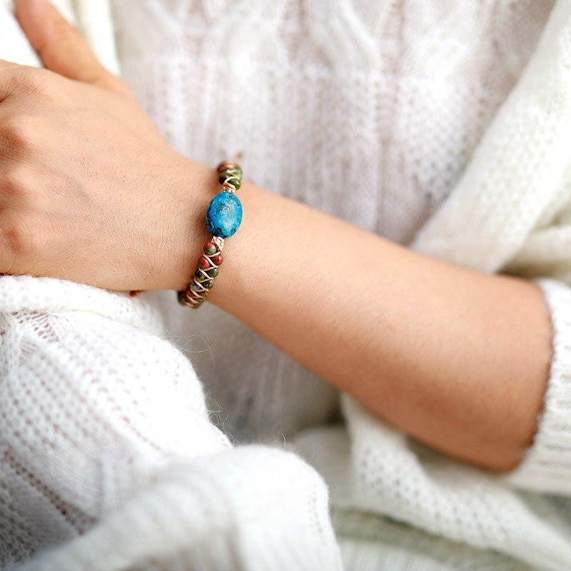 Bracelet Unisexe Tressé en Jaspe