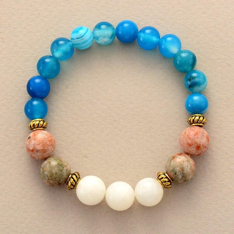 Bracelet de Yoga en Perles Bleues