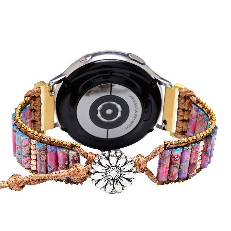 Bracelet de Montre Samsung Déesse du Coucher de Soleil en Pierre Empereur et Jaspe