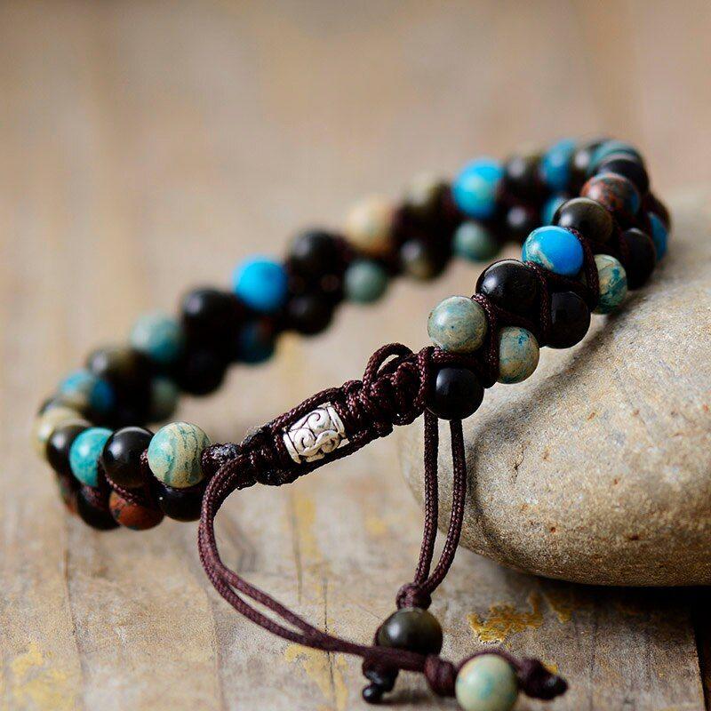 Bracelet Éveil du Courage en Jaspe et Oeil de Tigre