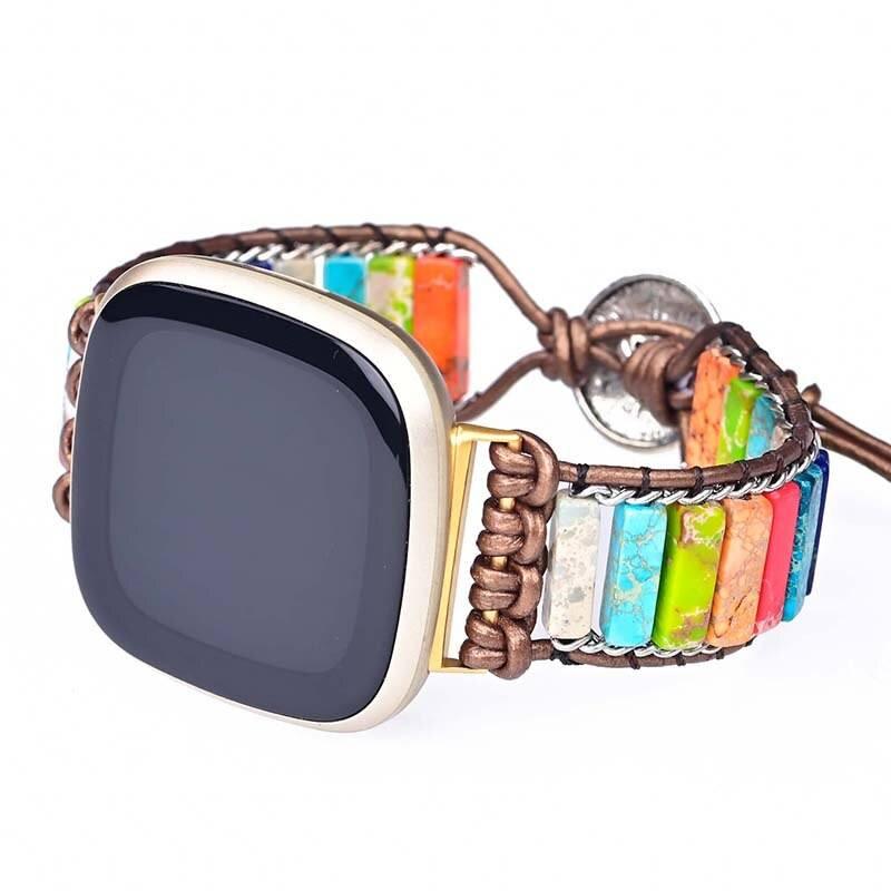 Bracelet de Montre Fitbit Équilibre Des Chakras en Pierre Empereur