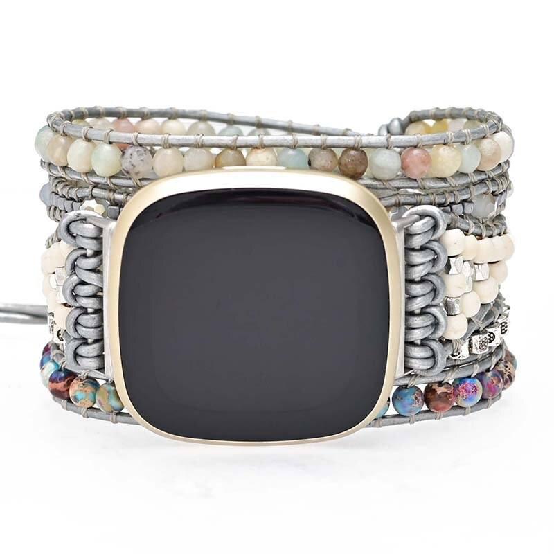 Bracelet pour Montre Fitbit Doux Reflets en Amazonite et Jaspe