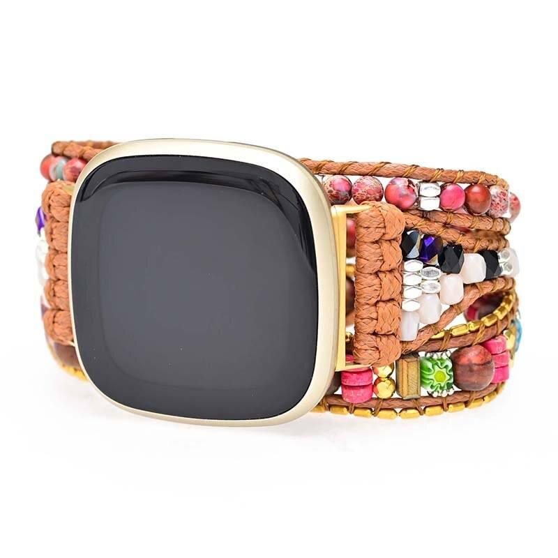 Bracelet pour Montre Fitbit Radieux Amour en Agate et Pierre Empereur