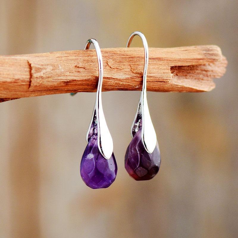 Boucles d'Oreilles Goutte en Pierres Précieuses