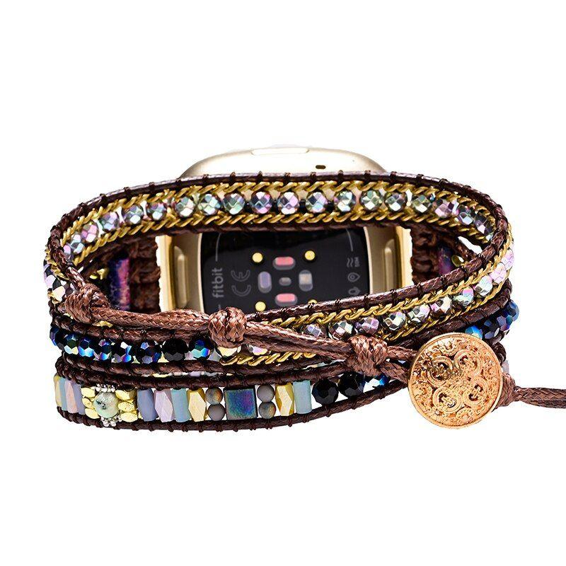 Bracelet pour Montre Fitbit Haute Vibration en Hématite et Agate