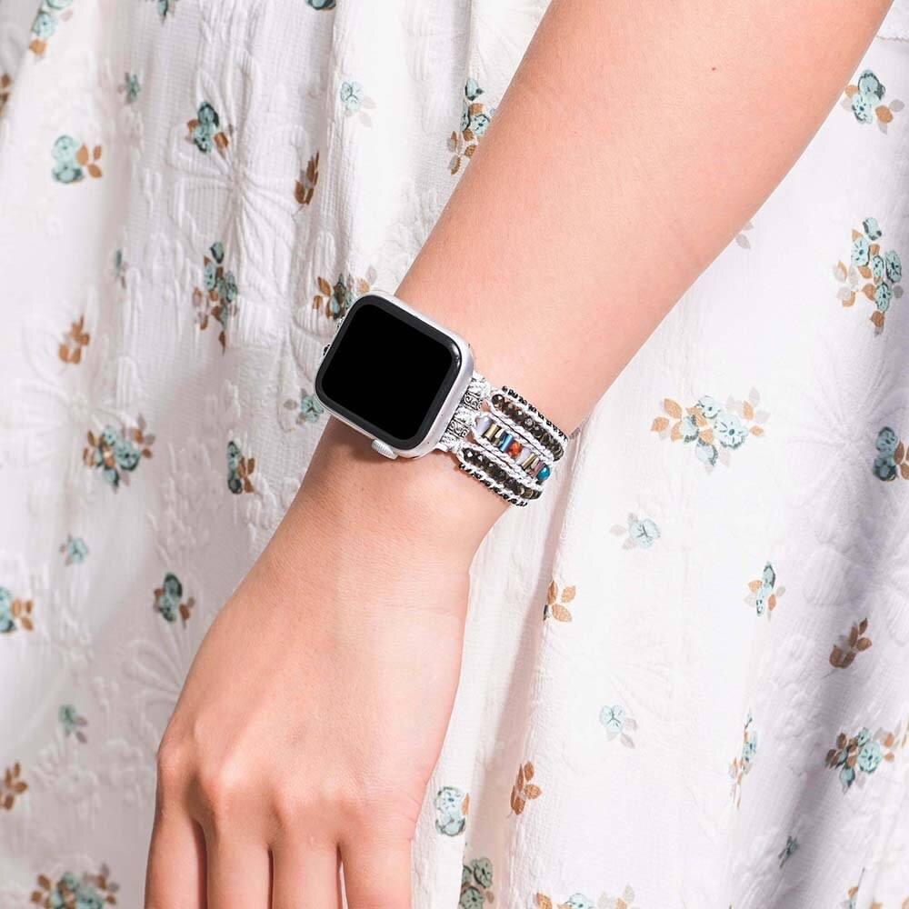 Bracelet d'Apple Watch Abondante Positivité en Or, Hématite et Obsidienne