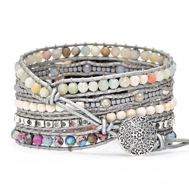 Bracelet pour Montre Fitbit Doux Reflets en Amazonite et Jaspe