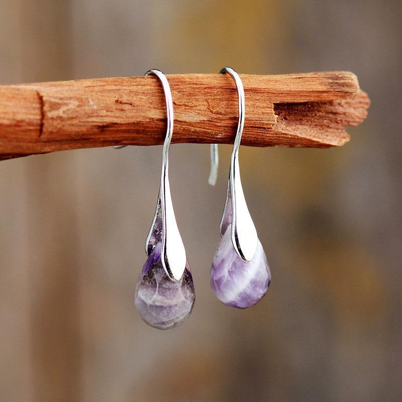 Boucles d'Oreilles Goutte en Pierres Précieuses
