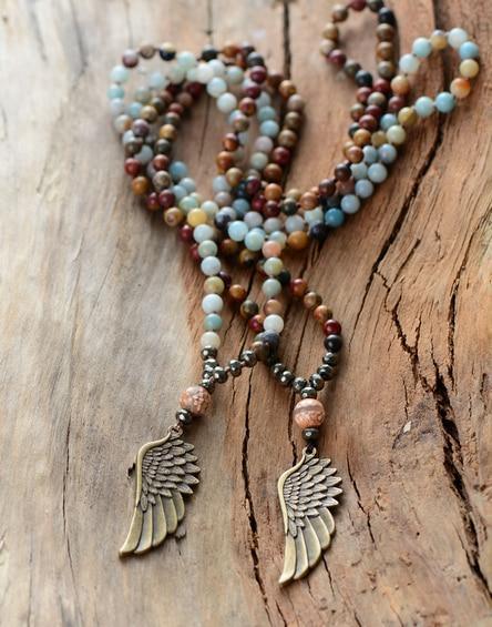 Pendentif Mala Vintage en Pyrite Ailes Angéliques