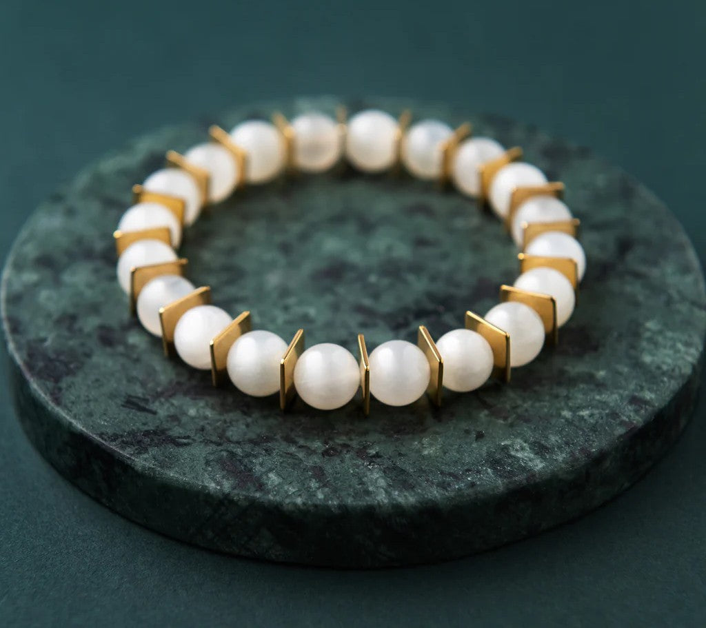 Bracelet rafraîchissant en pierre de lune et hématite