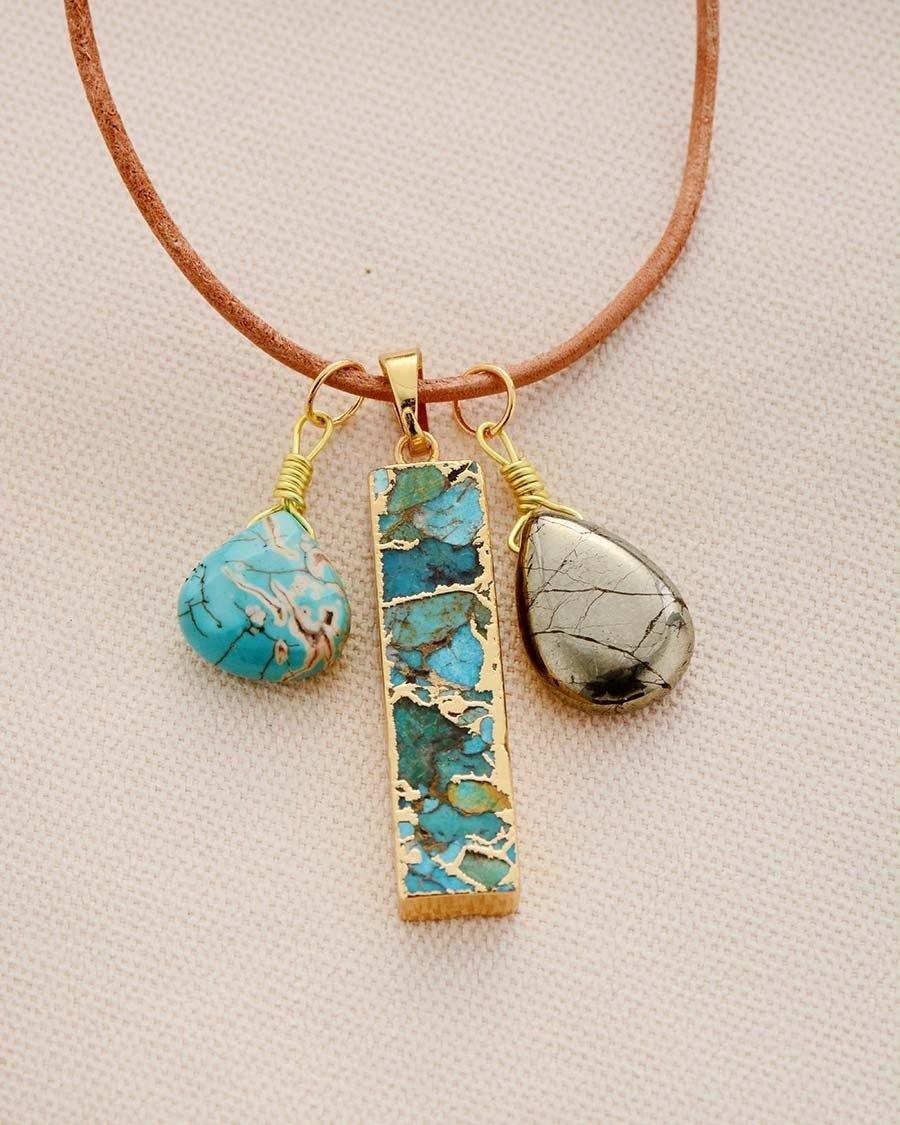 Collier Douce Simplicité en Turquoise et Pyrite