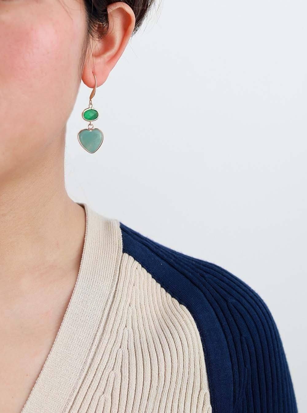 Boucles d'Oreilles Envoûtante Enigme en Amazonite et Quartz