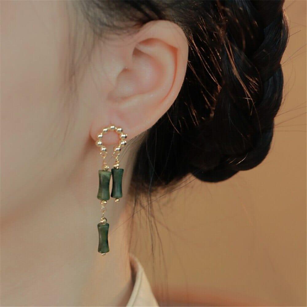 Boucles d'Oreilles Abondance de la Nature en Jade