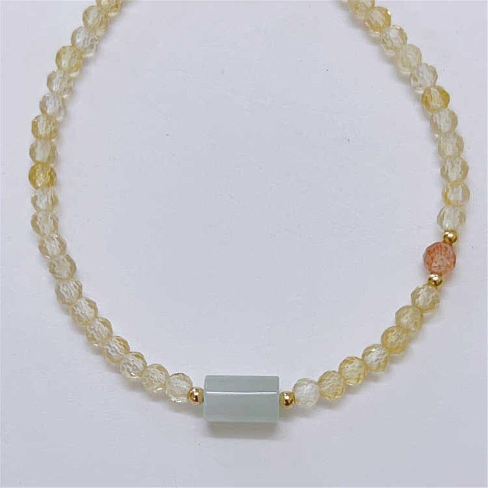 Bracelet "Brillante Sérénité" en Quartz Fraise, Citrine et Jadéite
