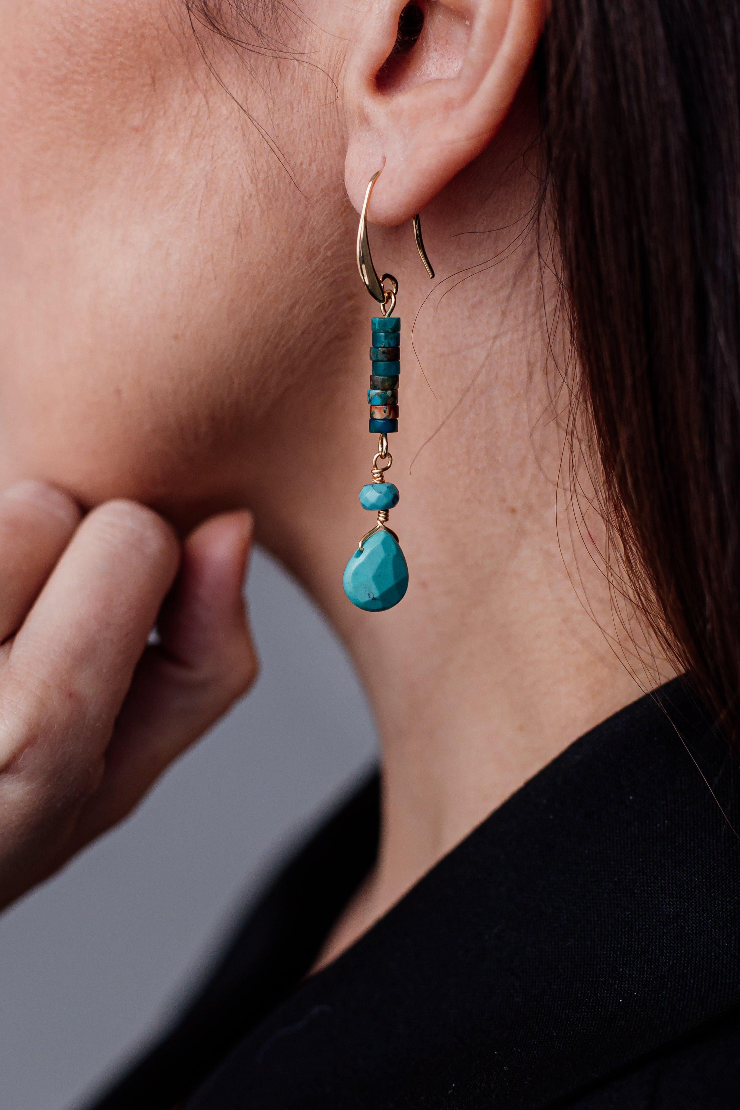 Boucles d'Oreilles Bleu Océan