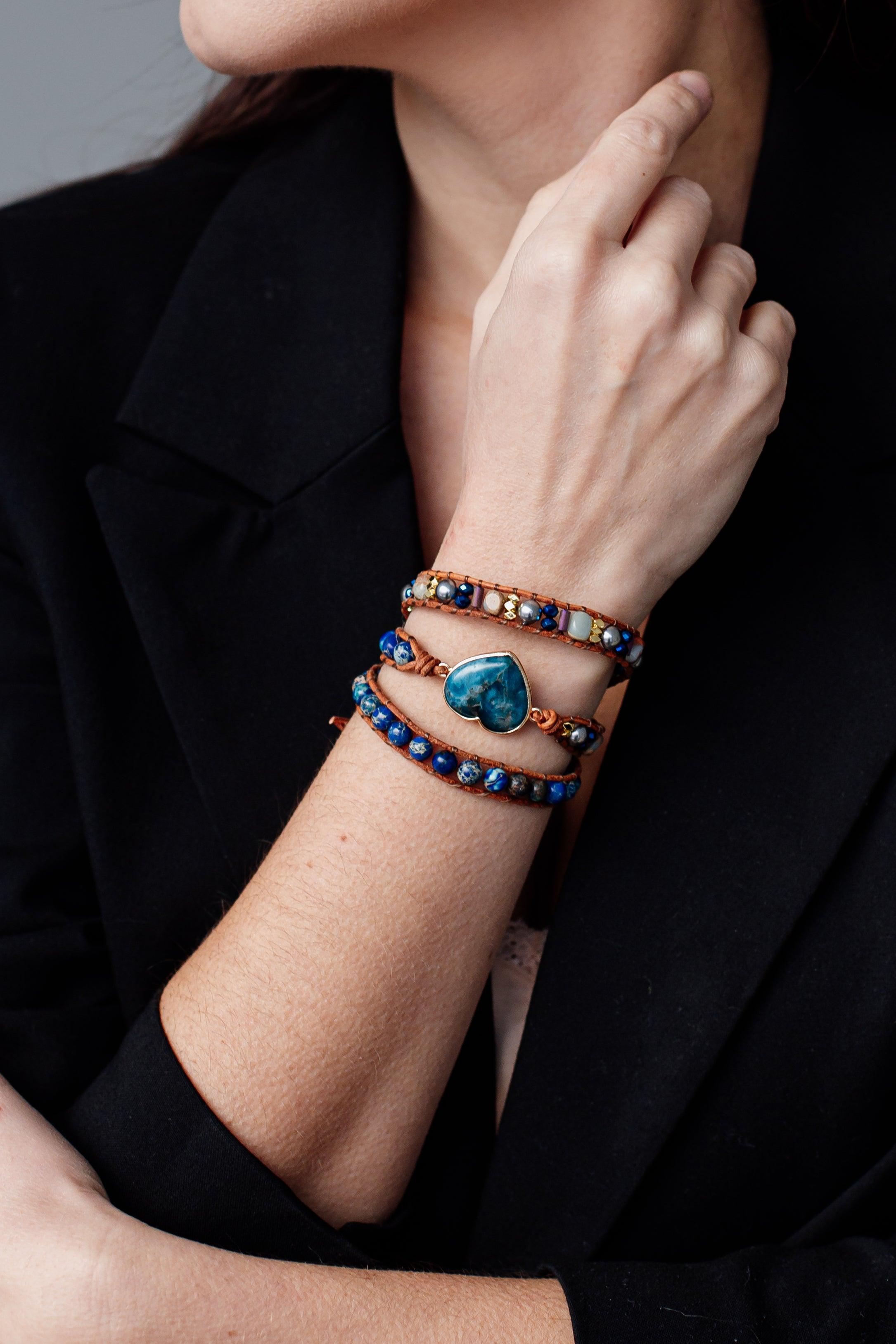 Bracelet Coeur Océanique en Cuir