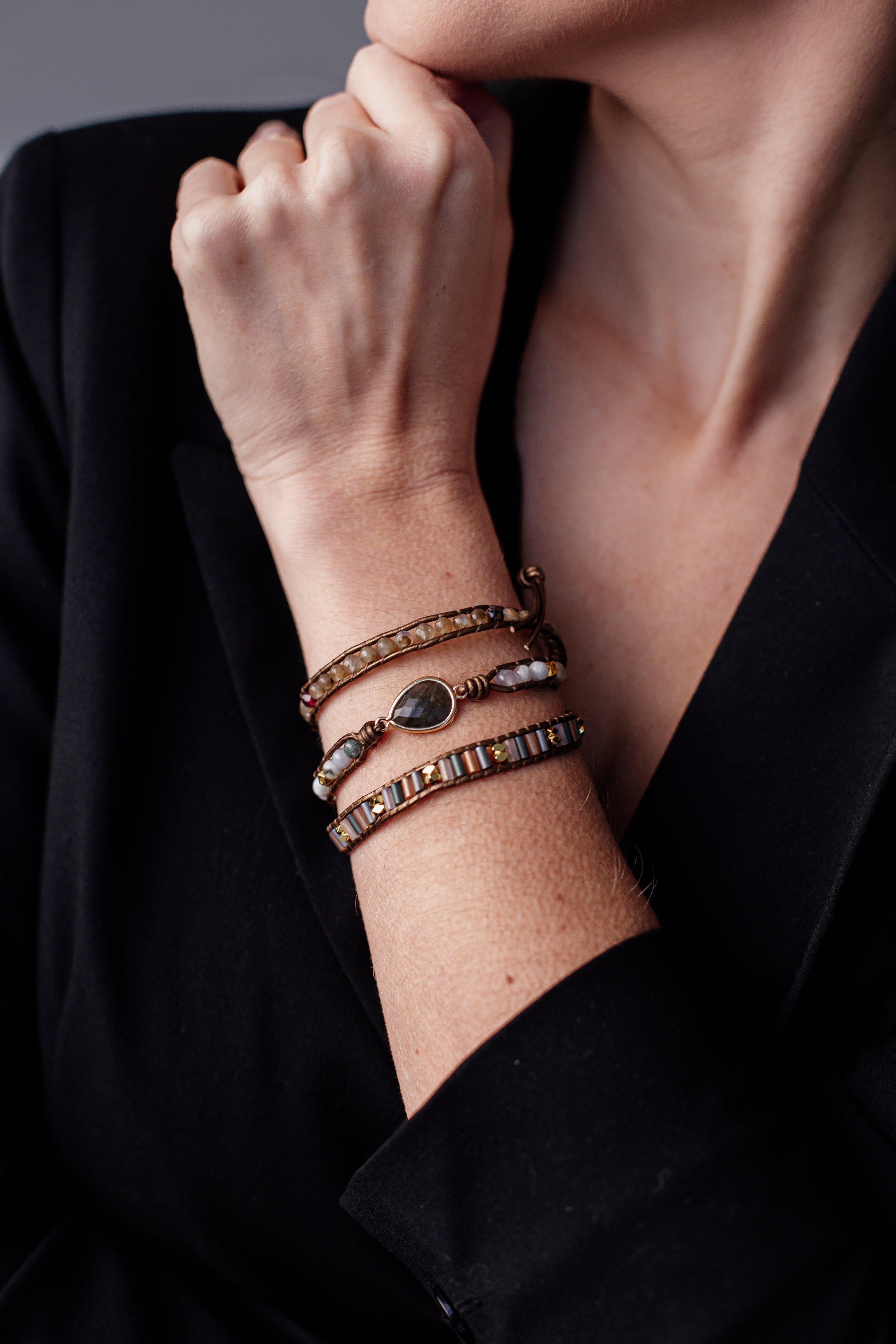 Bracelet Multicouches Savoir Intérieur en Labradorite