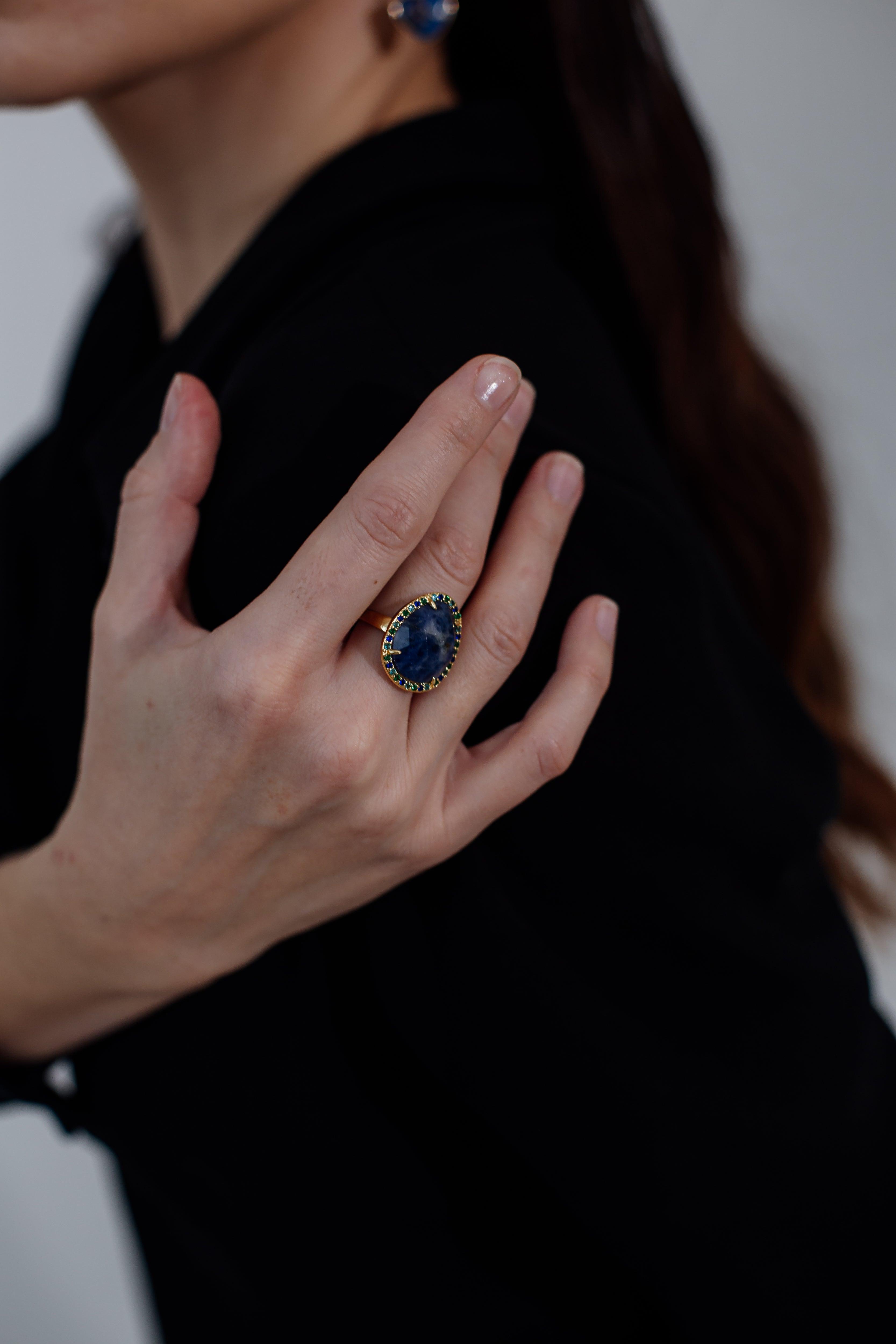 Bague Cocktail de Luxe en Sodalite