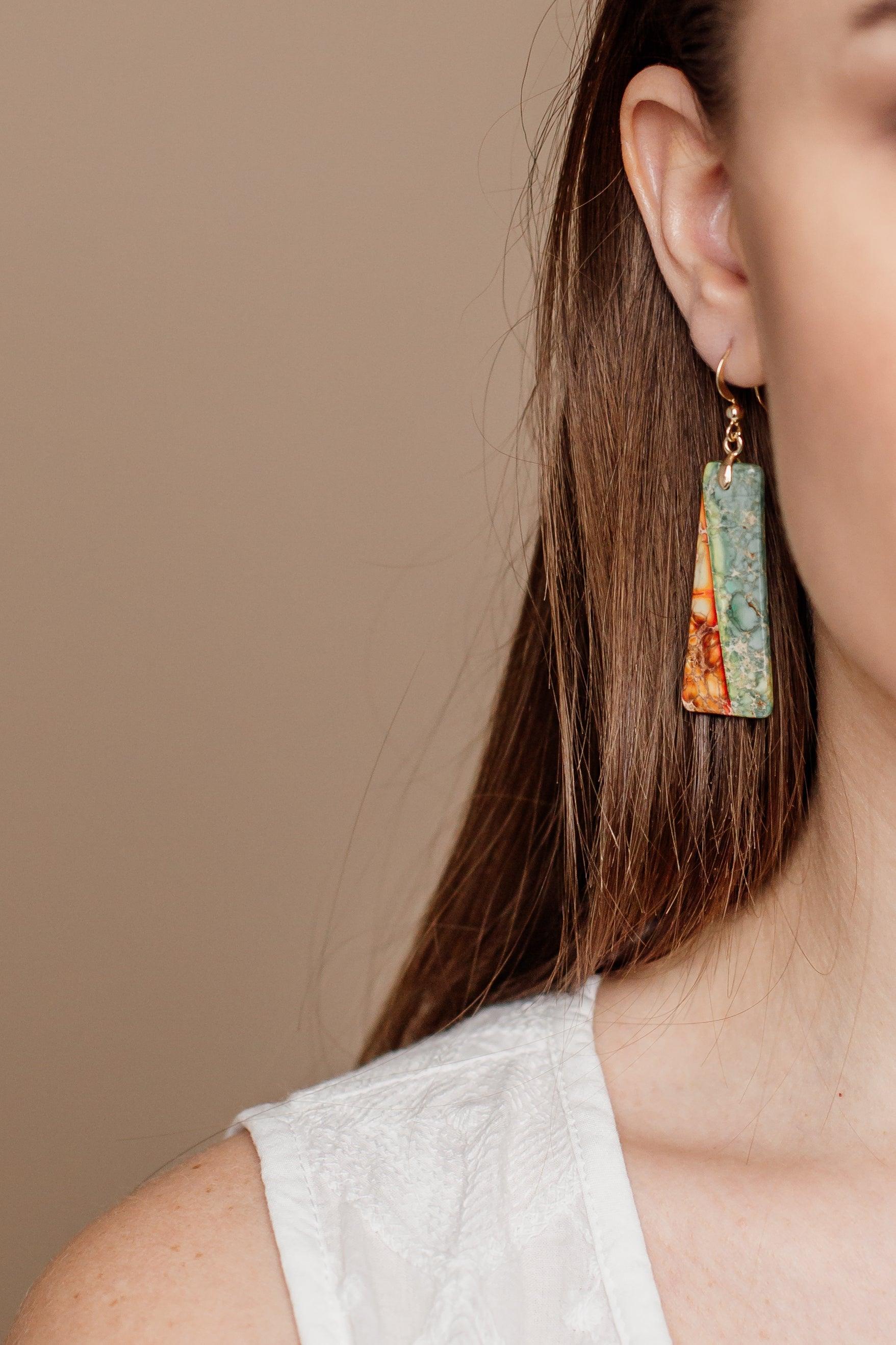 Boucles d'Oreilles en Jaspe Impérial "Force Emflammée"