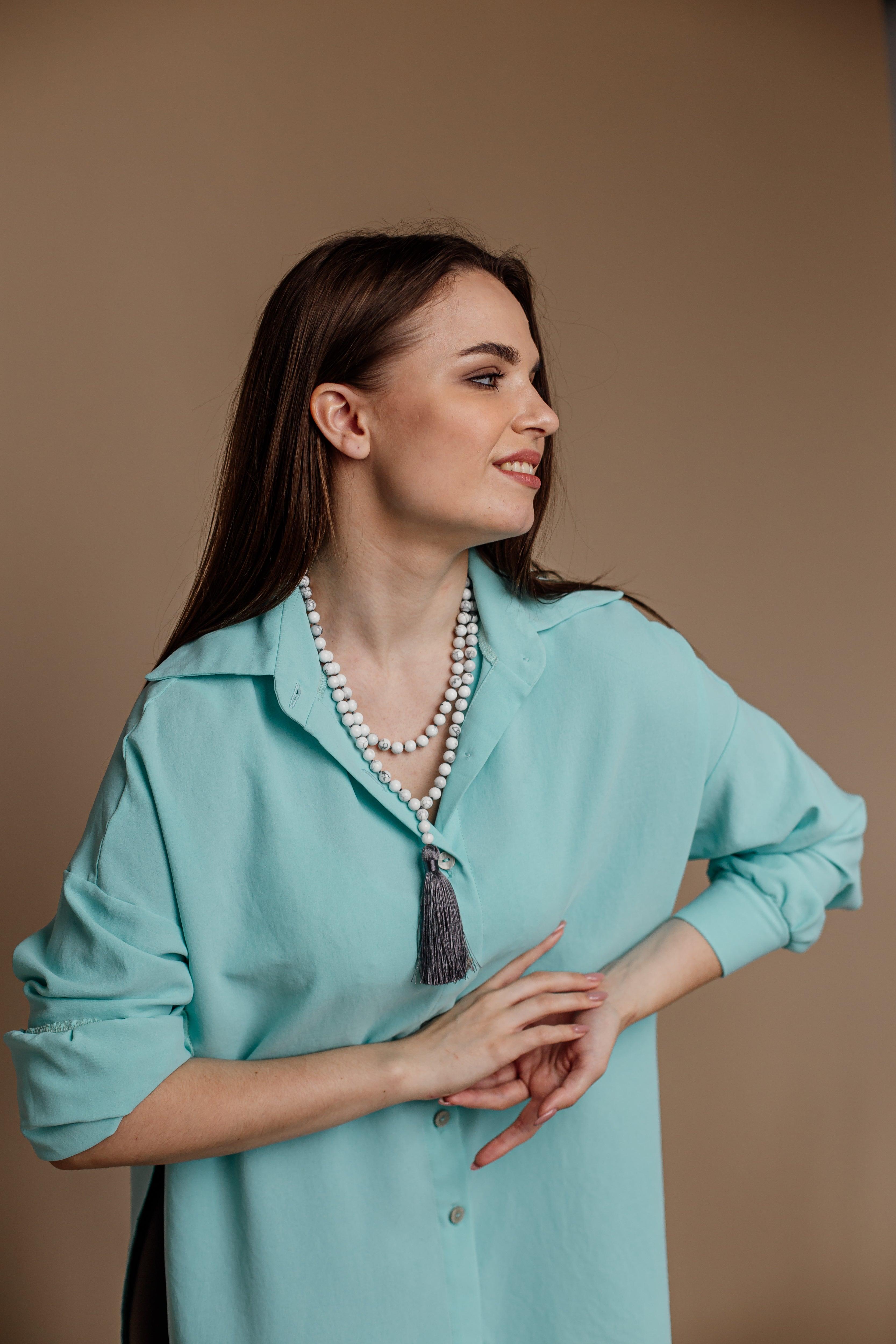 Collier Mala Détente & Sérénité en Howlite