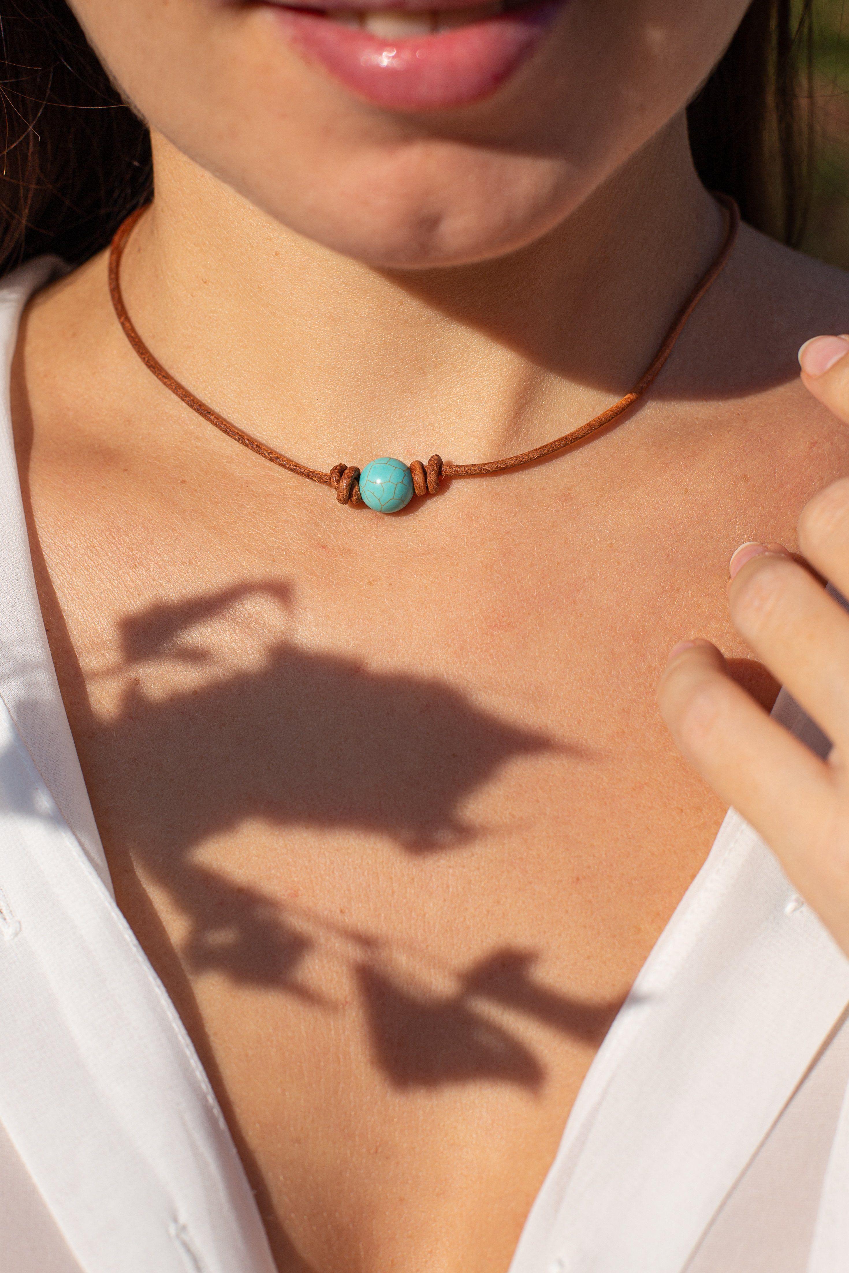 Collier Ras de Cou Précieux en Turquoise