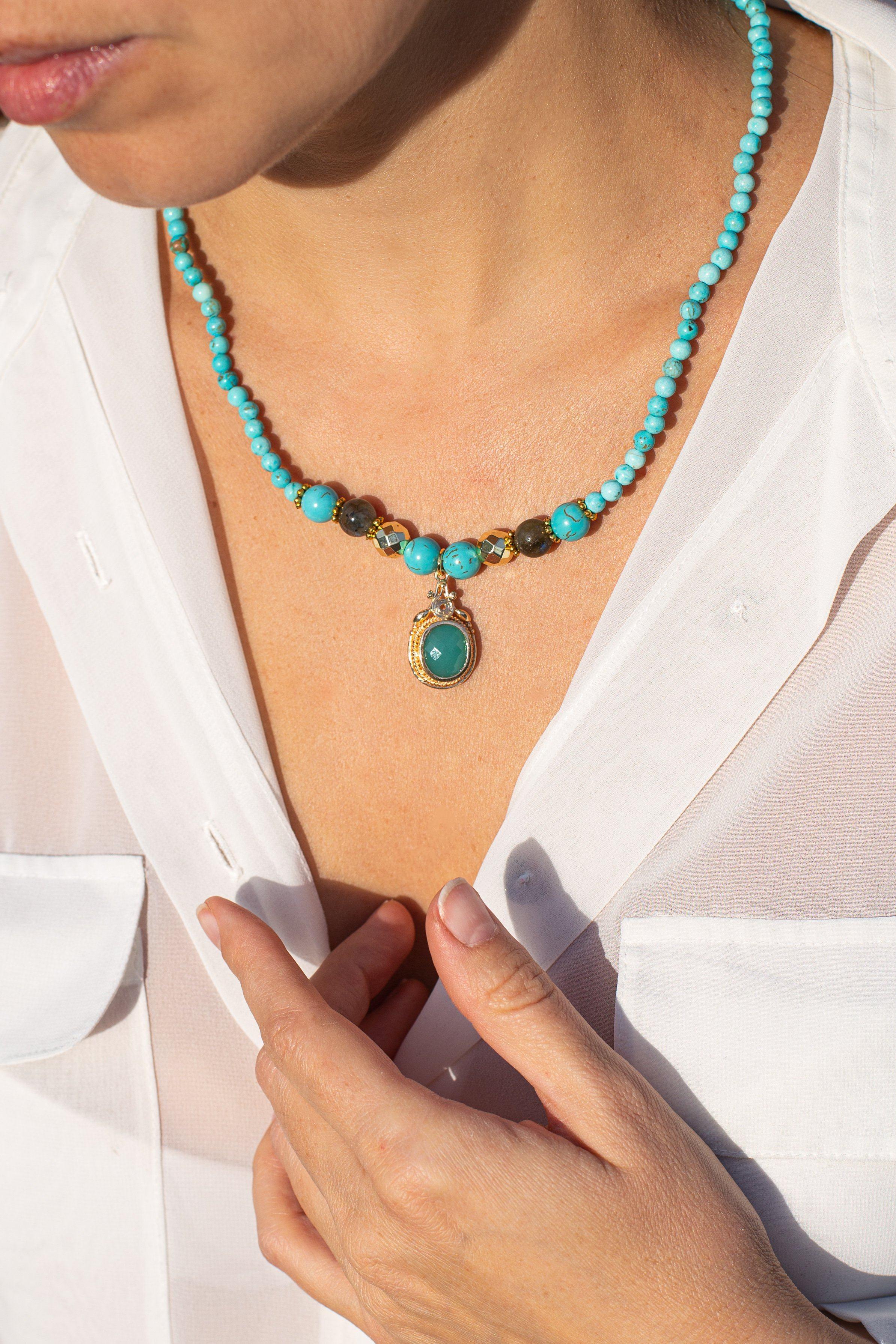 Collier de Méditation Polyvalent Vintage en Turquoise