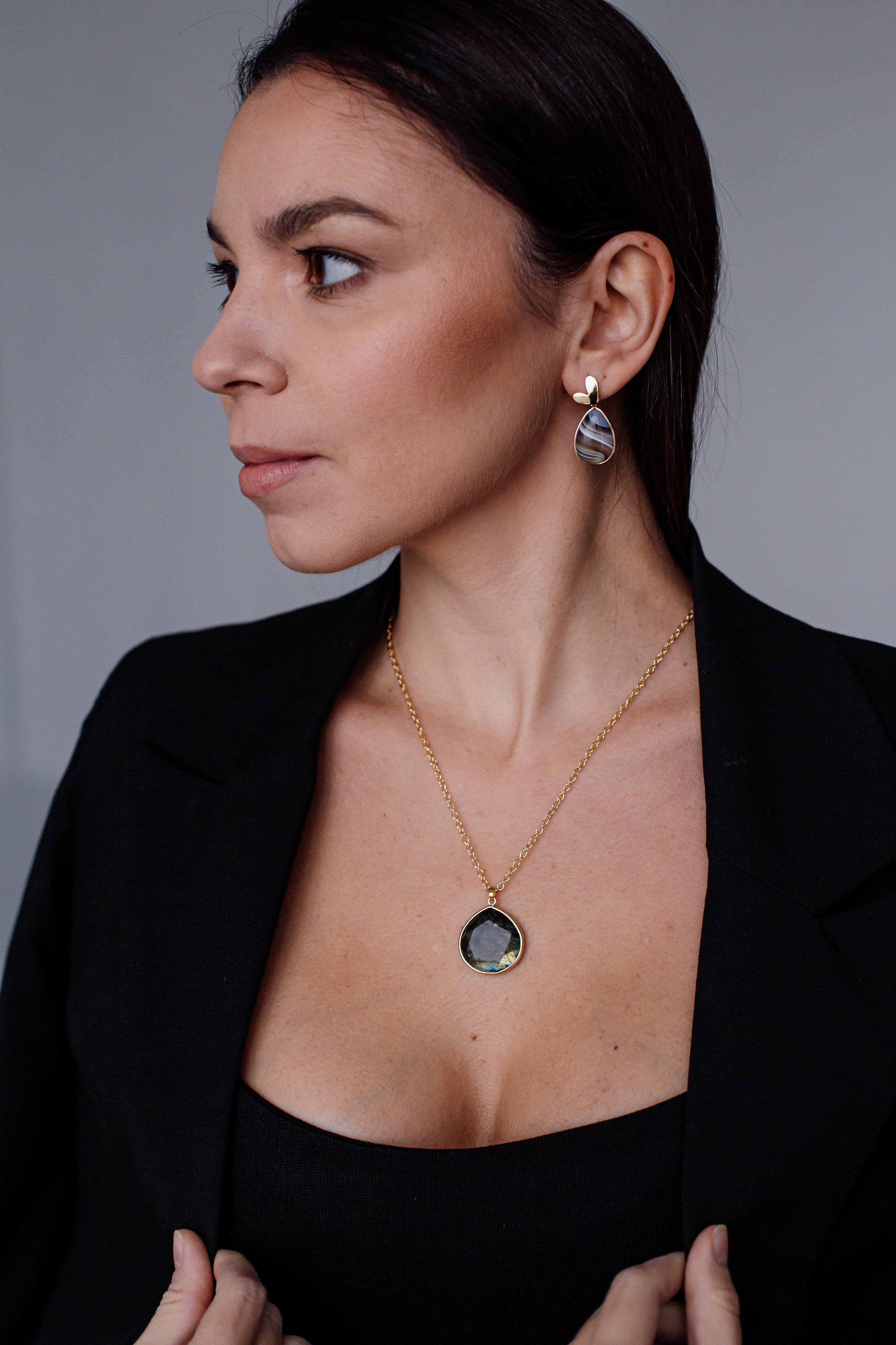 Collier à Pendentif en Labradorite "Réfléxions Cosmiques"