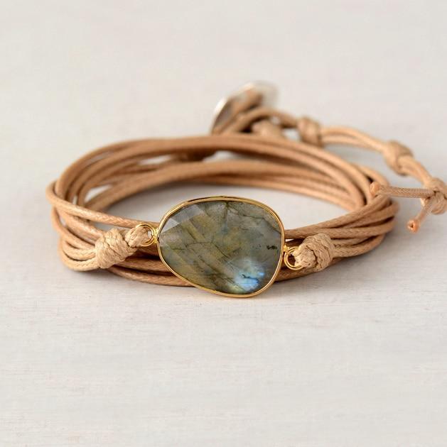 Charmant Bracelet Cordon Bohème en Labradorite