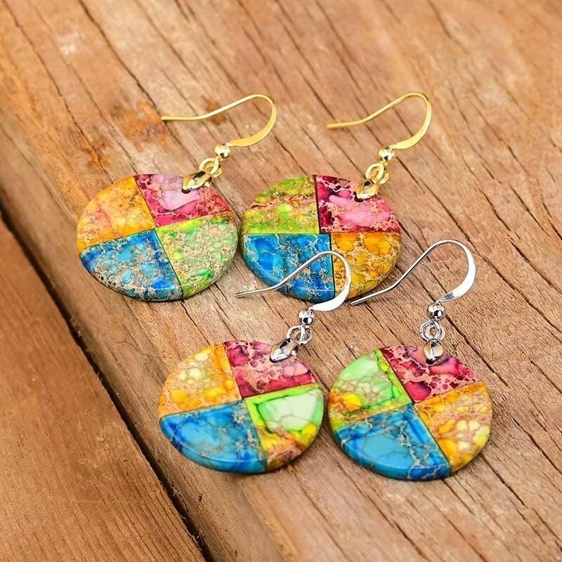 Boucles d'Oreilles en Japse Impérial Quatre Quadrants