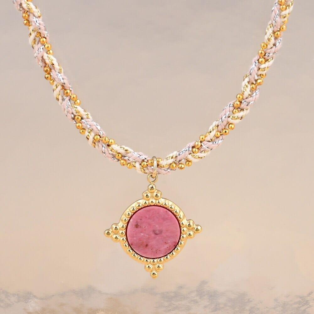 Collier Aube Rosée en Rhodochrosite