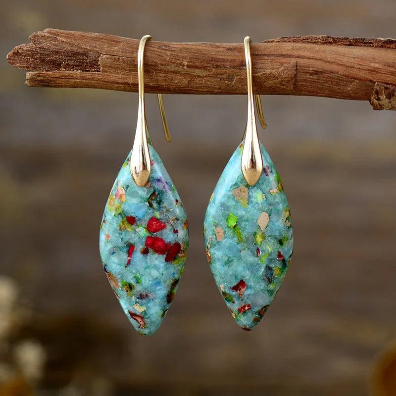 Boucles d'Oreilles Chuchotements des Feuilles en Jaspe