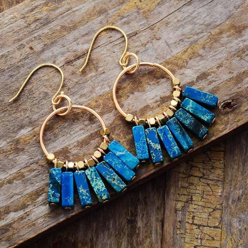 Boucles d'Oreilles Bohème Éclat De Couleurs en Pierres Naturelles