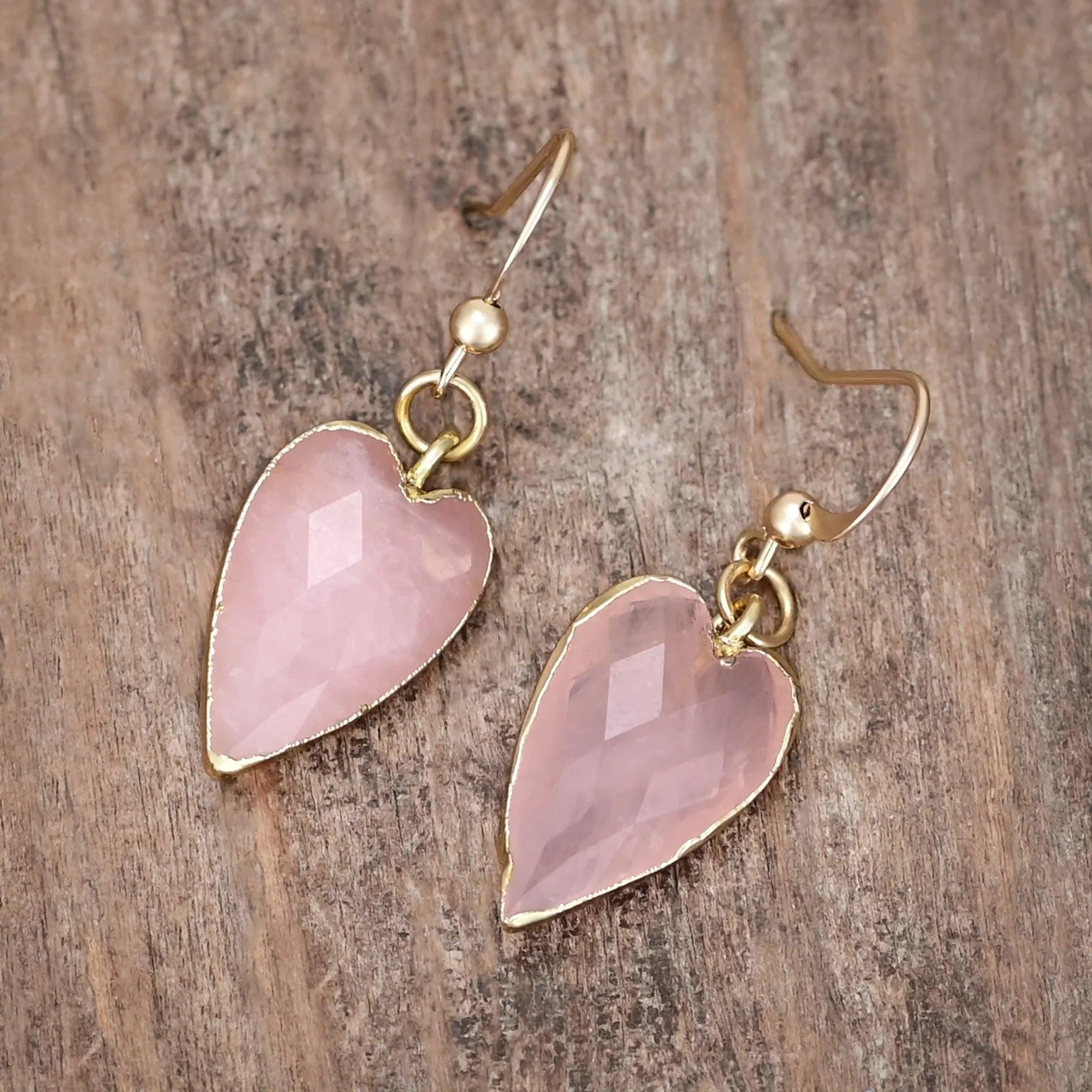 Boucles d'Oreilles Authentique Harmonie en Quartz Rose