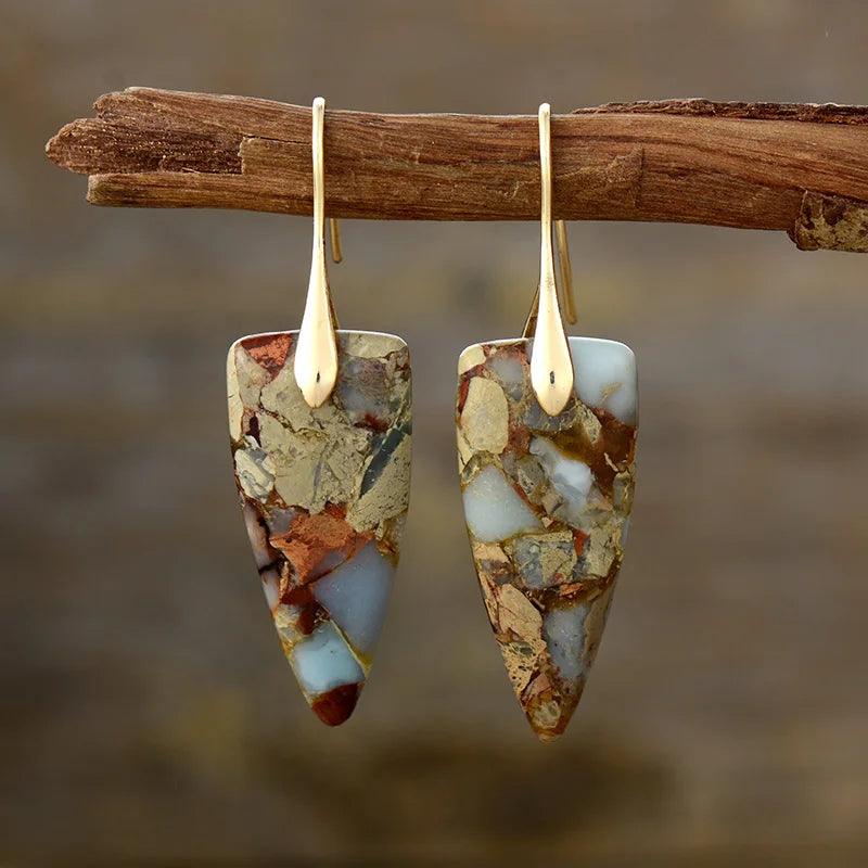 Boucles d'Oreilles Mystique Cascade en Jaspe