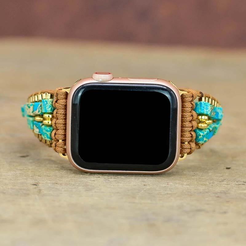Bracelet d'Apple Watch Sérénité Captivante en Perles Empereur & Hématite