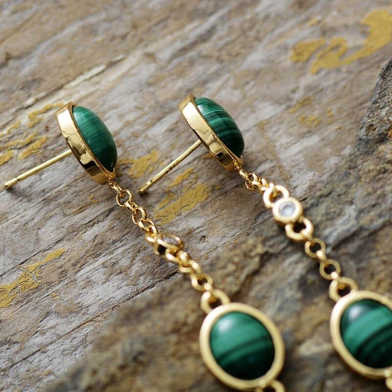 Boucles d'Oreilles Séduction en Malachite