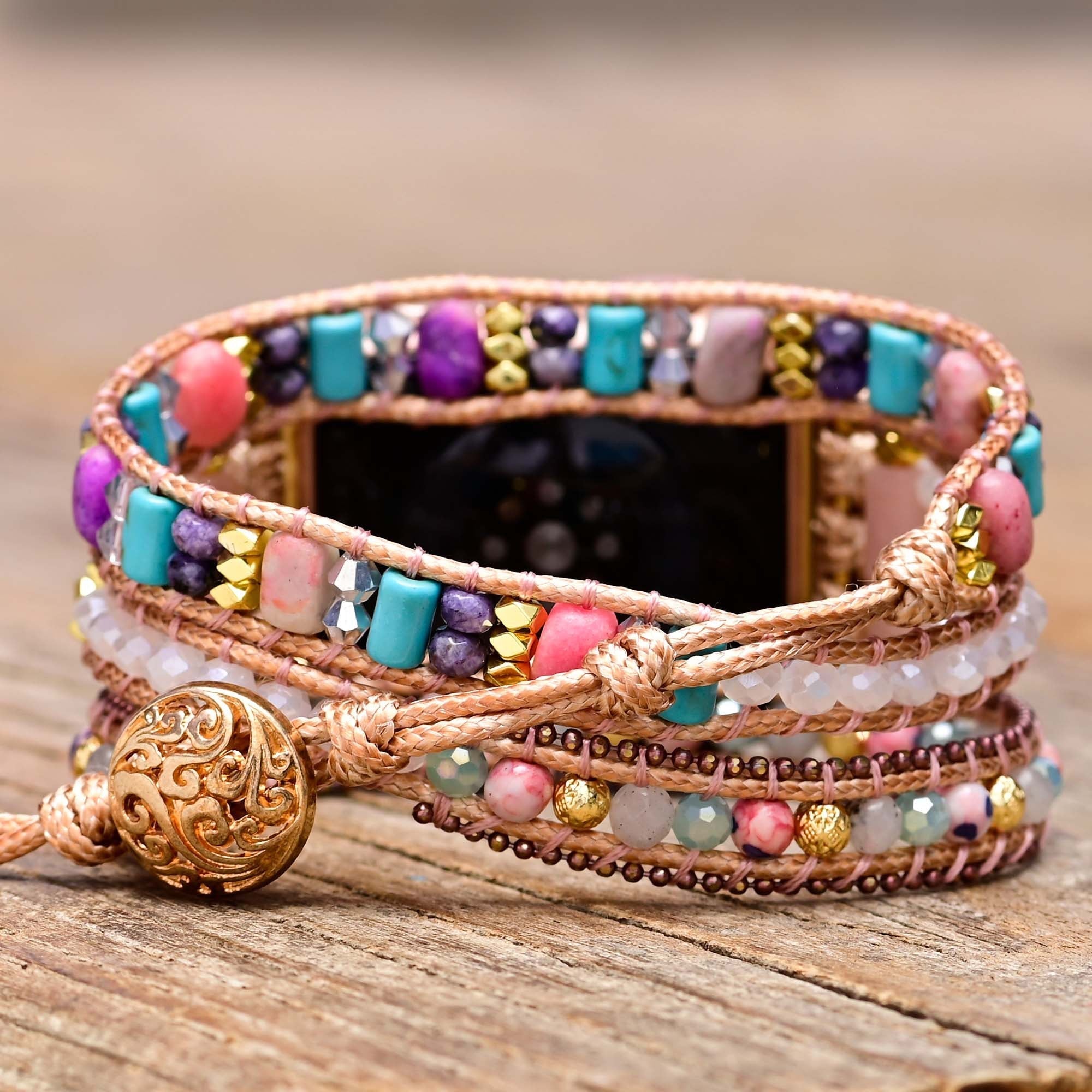 Charmant Bracelet d'Apple Watch en Labradorite et Opale Rose