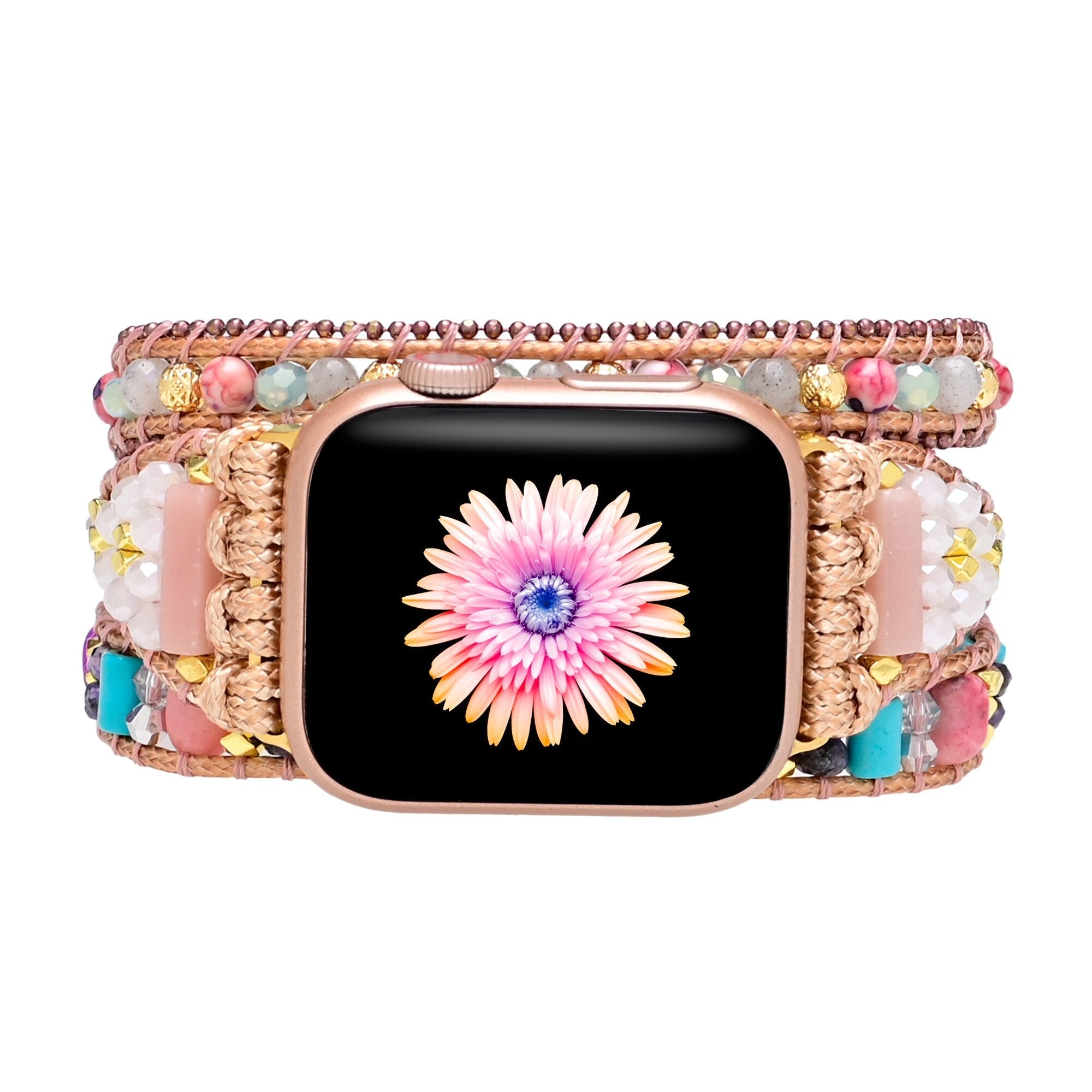 Charmant Bracelet d'Apple Watch en Labradorite et Opale Rose