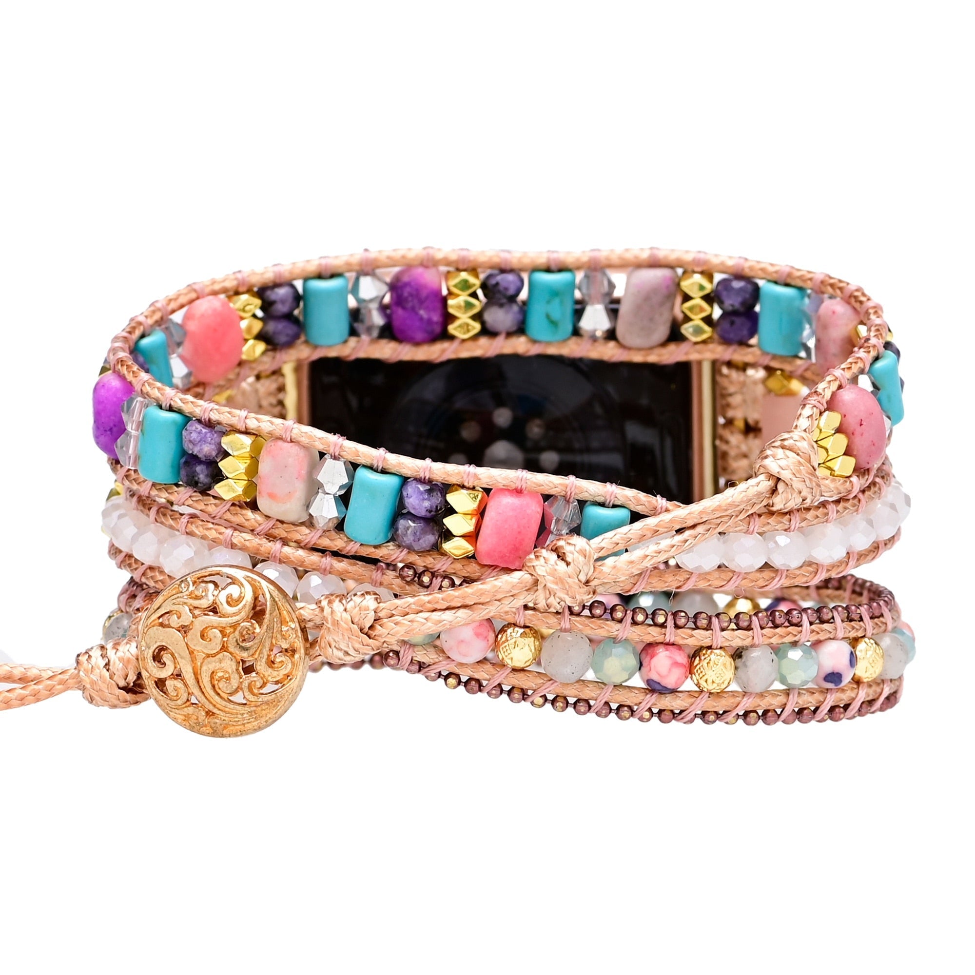 Charmant Bracelet d'Apple Watch en Labradorite et Opale Rose